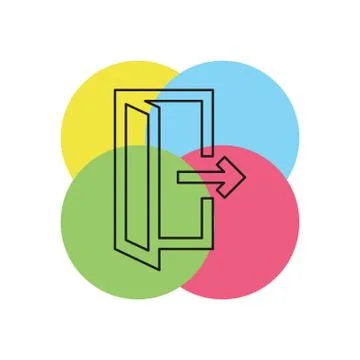 Emergency exit sign, exit door icon, exit strategy Stock Illustration