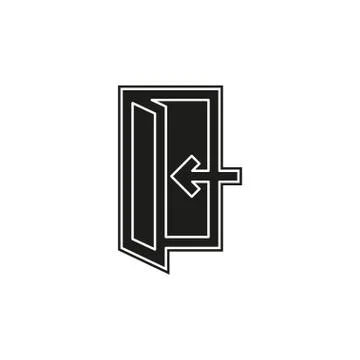 Emergency exit sign, exit door icon, exit strategy - door entrance Stock Illustration