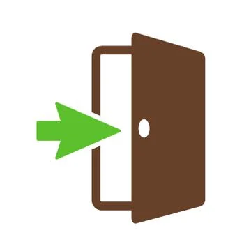 Emergency exit sign, flat design of exit door icon or strategy door entrance, Stock Illustration