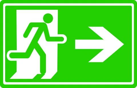 Emergency exit sign with right arrow icon Stock Illustration