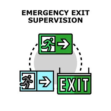 Emergency exit sign supervision system concept Stock Illustration