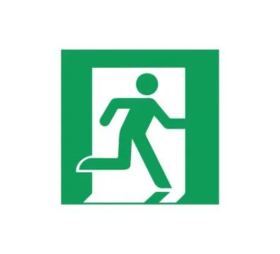 Emergency Exit Sign. Vector illustration, flat design Stock Illustration