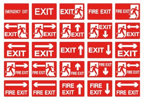 Emergency Exit Symbol Isolate On White Background,Vector Illustration EPS.10 Stock Illustration