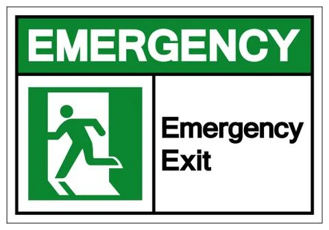 Emergency Exit Symbol Sign, Vector Illustration, Isolate On White Background  Stock Illustration