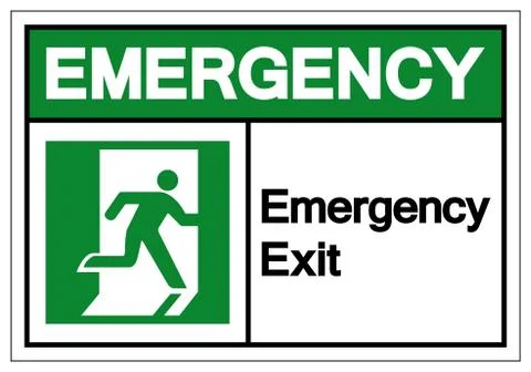 Emergency Exit Symbol Sign, Vector Illustration, Isolate On White Background  Stock Illustration