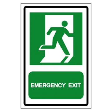 Emergency Exit Symbol Sign, Vector Illustration, Isolate On White Background  Stock Illustration