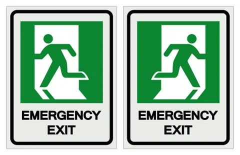 Emergency Exit Symbol Sign, Vector Illustration, Isolate On White Background  Stock Illustration