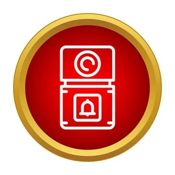 Emergency fire alarm system red button icon Stock Illustration