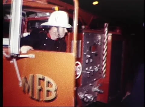 EMERGENCY FIRE ENGINE / FIRE SCENE, AUSTRALIA (1982) Stock Footage 252116880