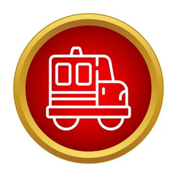 Emergency fire engine vehicle line icon button Illustrazione stock