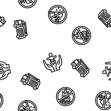 Emergency fire exit safety escape vector seamless pattern Illustrazione stock