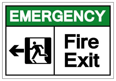 Emergency Fire Exit Symbol Sign,Vector Illustration, Isolated On White Backgr Illustrazione stock