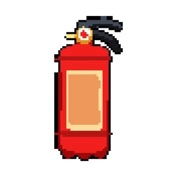Emergency fire extinguisher pixel art vector illustration Illustrazione stock