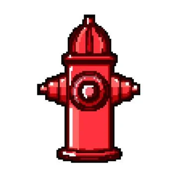 Emergency fire hydrant pixel art vector illustration Stock Illustration