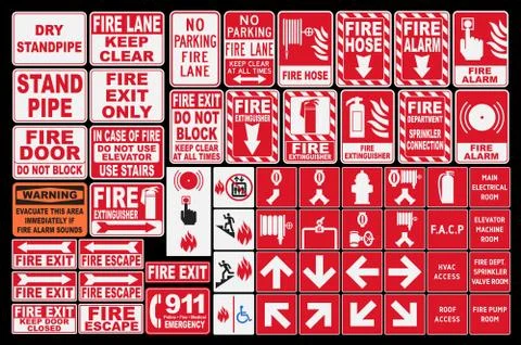 Emergency Fire Sings Stock Illustration
