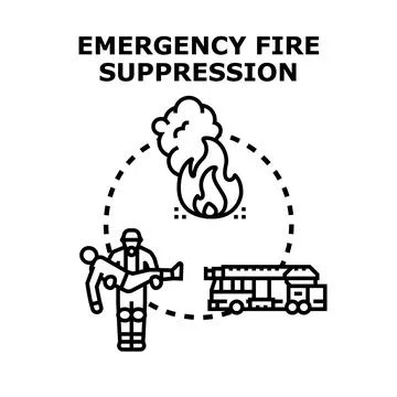 Emergency fire suppression and rescue operations concept Stock Illustration