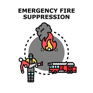 Emergency fire suppression and rescue operations concept Stock Illustration