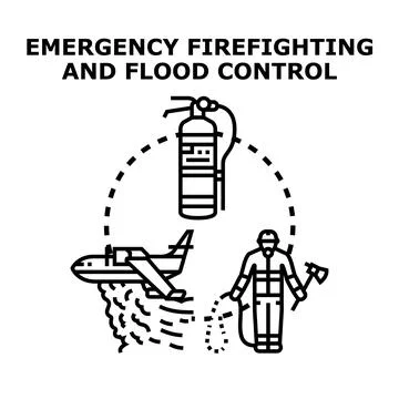 Emergency firefighting and flood control concept vector Stock Illustration
