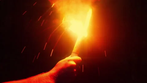 Emergency Flare Held Up At Night Stock Footage 278289097