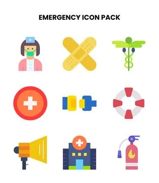 Emergency Flat Icons Pack Stock Illustration