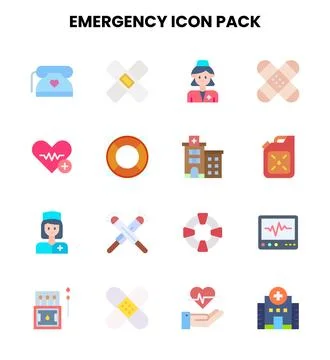 Emergency Flat Scalable Icons Pack Stock Illustration