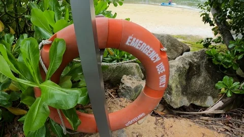 Emergency float near a beach Stock Footage 155887781