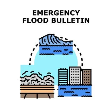 Emergency flood bulletin vector creating disaster warning Stock Illustration