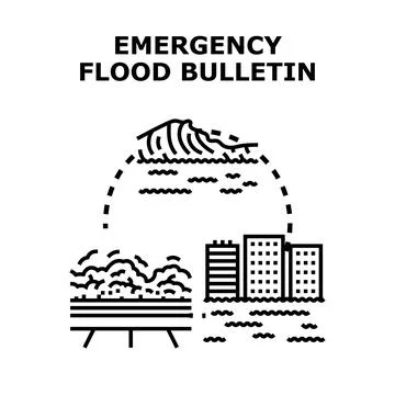 Emergency flood bulletin vector creating disaster warning Stock Illustration