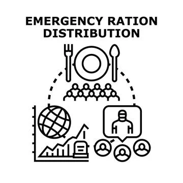 Emergency food ration distribution during crisis situation Stock Illustration
