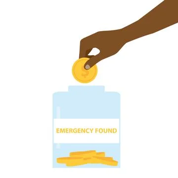 Emergency Fund. Saving dollar coin in money jar. Stock Illustration