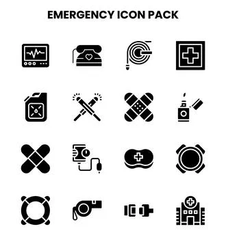Emergency Glyph Graphics Icons Pack Stock Illustration