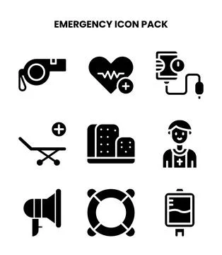 Emergency Glyph Graphics Icons Pack Stock Illustration