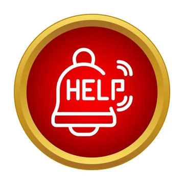 Emergency help bell icon pressing for assistance Stock Illustration