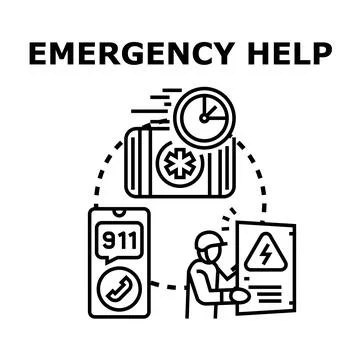 Emergency help calling medical service system Ilustração Stock