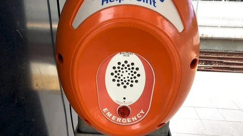 Emergency Help Point at a Brisbane Busway Transport Hub Stock Footage 109475013