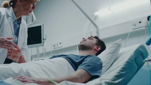 Emergency in the Hospital, Doctors  Rush into the Ward to Safe Dying Patient. Stock Footage