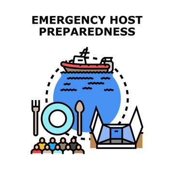 Emergency host preparedness planning providing essential support services Stock Illustration