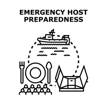 Emergency host preparedness planning providing essential support services Stock Illustration