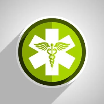 Emergency icon, green circle flat design internet button, web and mobile app  Stock Illustration