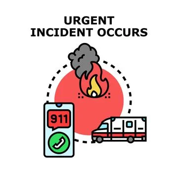 Emergency incident occurring, calling help and ambulance service Stock Illustration