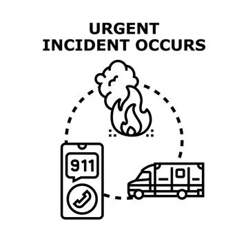 Emergency incident occurring, calling help and ambulance service Stock Illustration