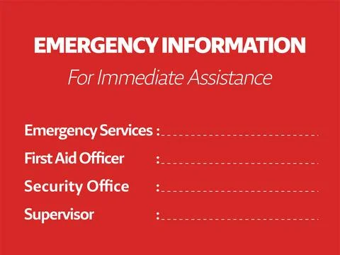 Emergency Information Notice Board for Construction and Industrial Sites Stock Illustration