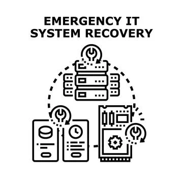 Emergency it system recovery concept and data protection 库存插图