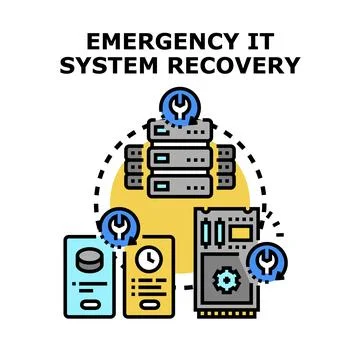Emergency it system recovery concept and data protection Illustrazione stock