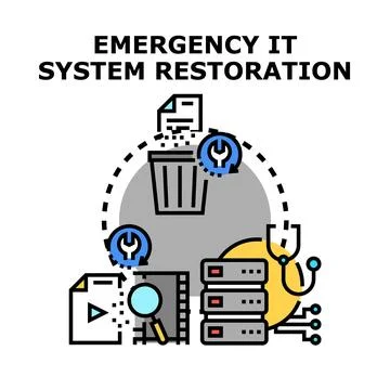 Emergency it system restoration and data recovery concept Stock Illustration