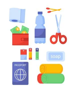 Emergency kit vector set Stock Illustration