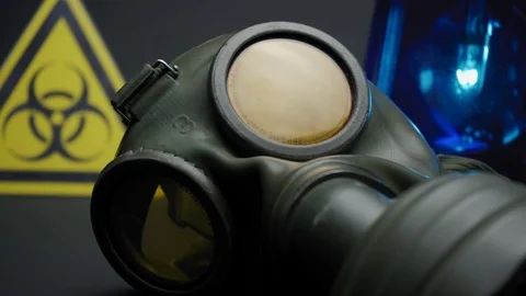 Emergency Light Biohazard World War Gas Mask Stock Footage 126535748