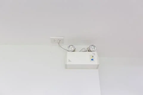 Emergency light on the wall select focus or blurred, Close-up Emergency light Stock Photos