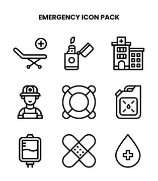 Emergency Line Graphics Icons Pack Stock Illustration