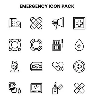 Emergency Line Icons Pack Stockillustratie